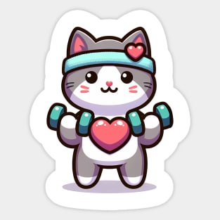 Kitty's Heartfelt Fitness Boost Sticker